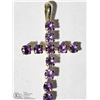 Image 1 : 10K YELLOW GOLD AMETHYST CROSS PENDANT