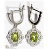 Image 2 : STERLING SILVER  PERIDOT & CZ DROP EARRINGS
