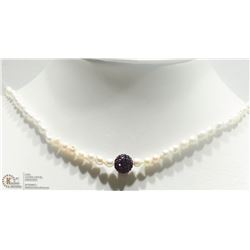 ST. SILVER PEARL NECKLACE W/ CUBIC CRYSTAL CLASP