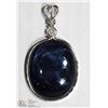 Image 1 : 14K WHITE GOLD SAPPHIRE PENDANT W/ DIAMOND BAIL