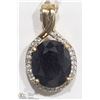 Image 1 : STERLING SILVER GOLD PLATED BLK SAPPHIRE PENDANT