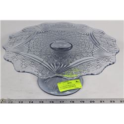 DECORATIVE BLUE GLASS PATTERNED CAKE SERVER