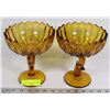 Image 1 : PAIR OF AMBER GLASS CANDY BOWLS