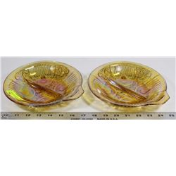 PAIR OF CARNIVAL GLASS DIVIDED SERVING DISHES