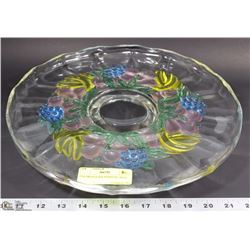 COLORED GLASS PEDESTAL TRAY
