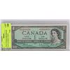Image 1 : 1954 CANADA ONE DOLLAR BILL   REPLACEMENT ISSUE