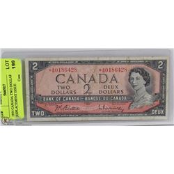 1954 CANADA TWO DOLLAR BILL    REPLACEMENT ISSUE