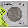 Image 1 : 1917 CANADIAN FIFTY CENT  COIN