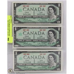 LOT OF 3- 1967 CANADA ONE DOLLAR BILLS UNCIRCULATE