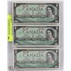 Image 1 : LOT OF 3- 1967 CANADA ONE DOLLAR BILLS UNCIRCULATE