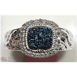 ST.SILVER BLUE & WHITE DIAMOND ANTIQUE STYLE RING