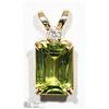Image 1 : 10K YELLOW GOLD PERIDOT & DIAMOND CLASSIC PENDANT