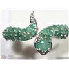 Image 1 : STERLING SILVER 33 EMERALD SNAKE RING SIZE 11