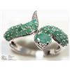 Image 2 : STERLING SILVER 33 EMERALD SNAKE RING SIZE 11