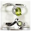 Image 1 : TWO STERLING SILVER PERIDOT RINGS SIZE 7.5, 8