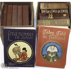 2 BOXES OF ANTIQUE/VINTAGE OLD BOOKS INCL