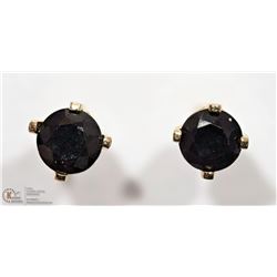 14K YELLOW GOLD BLACK DIAMOND  STUD EARRINGS