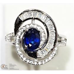 STERLING SILVER SAPPHIRE SWIRL COCKTAIL RING