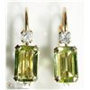 Image 1 : 14K YELLOW GOLD PERIDOT AND DIAMOND EARRINGS