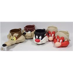 5 LOONEY TUNES COFFEE MUGS INCL SYLVESTER, TAZ 