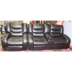 BLACK LEATHERETTE POWER RECLINER LOVESEAT W/