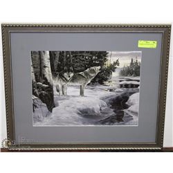 FRAMED 20 X 24 WOLF PICTURE