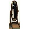 Image 1 : CHERRY WOOD FLOOR VANITY MIRROR - STANDS 59"