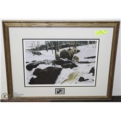 22X26 FRAMED M VISSET #ED/SIGNED BEAR PICTURE