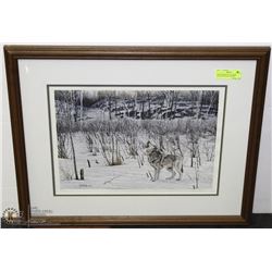 22X26 FRAMED PAUL RANKIN #ED/SIGNED WOLF PICTURE