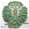 Image 1 : STERLING SILVER GOLD PLATED LARGE 31 EMERALD RING