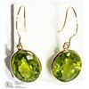 Image 1 : 14K YELLOW GOLD LARGE PERIDOT DROP EARRINGS