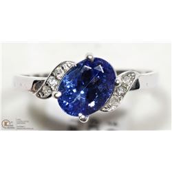 10K WHITE GOLD TANZANITE AND DIAMOND RING SIZE 7