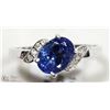 Image 1 : 10K WHITE GOLD TANZANITE AND DIAMOND RING SIZE 7