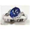 Image 2 : 10K WHITE GOLD TANZANITE AND DIAMOND RING SIZE 7