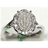 Image 2 : 10K WHITE GOLD DIAMOND ANTIQUE STYLE FLORAL RING