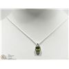 Image 2 : STERLING SILVER PERIDOT & DIAMOND PENDANT W/CHAIN