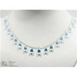 10K YELLOW GOLD BLUE TOPAZ BRIOLETTE CUT NECKLACE