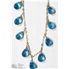 Image 2 : 10K YELLOW GOLD BLUE TOPAZ BRIOLETTE CUT NECKLACE