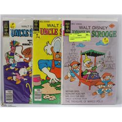 3 UNCLE SCROOGE GOLD KEY COMICS