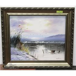 27X31 FRAMED OIL PAINTING SIGNED BY ARTIST WILSON