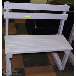 PURPLE  WOOD PAINTED GARDEN BENCH