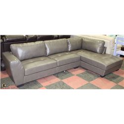 NEW GREY LEATHERETTE CHAISE LOUNGE SECTIONAL