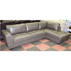 NEW GREY LEATHERETTE CHAISE LOUNGE SECTIONAL
