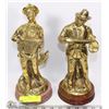 Image 1 : PAIR OF HEAVY BRASS MUSICIAN STATUES