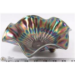 ANTIQUE FENTON GREEN STIPPLED RAY PATTERN CARNIVAL