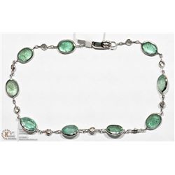 14K W.GOLD EMERALD & DIAMOND BY THE YARD BRACELET