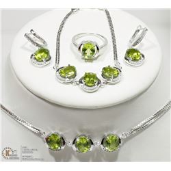 5PC STERLING SILVER PERIDOT JEWELLERY SET
