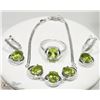 Image 2 : 5PC STERLING SILVER PERIDOT JEWELLERY SET