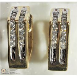 14K YELLOW GOLD DIAMOND HOOP EARRINGS