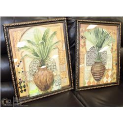 2 MEDITERRIANIAN STYLE POT & PLANT PICTURES 18X22